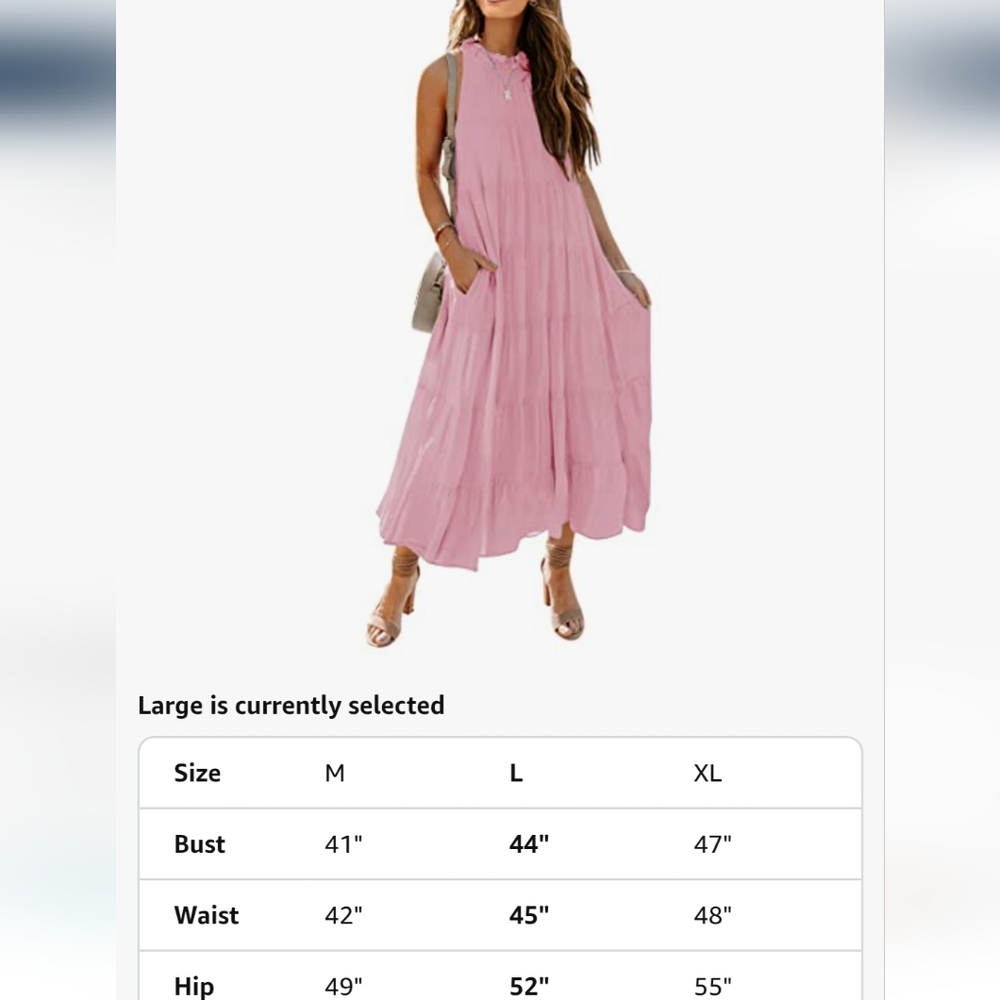 Entro, Pink Tiered Halter Maxi Dress, Large - Picture 6 of 16